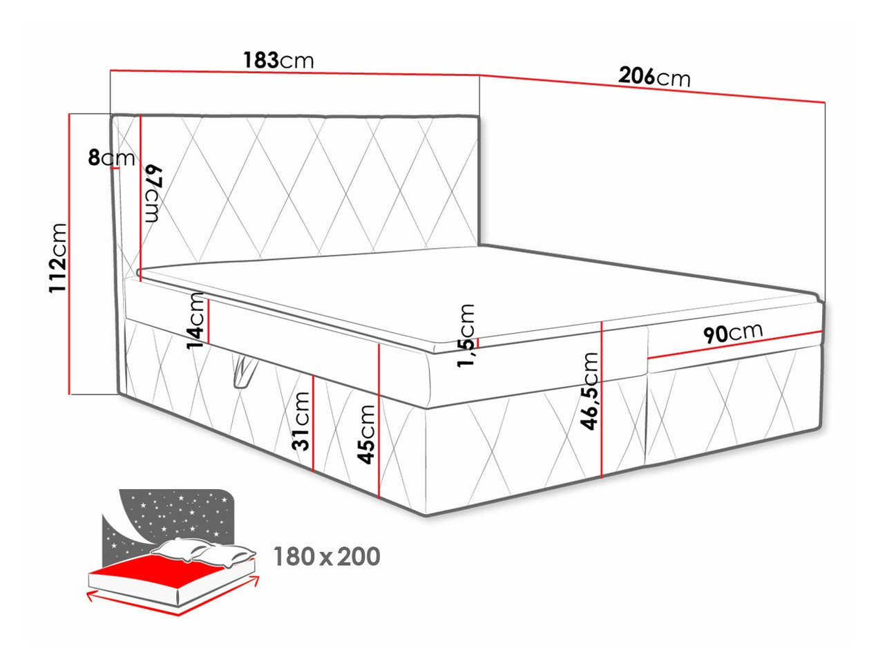 Letto continentale Comfivo Avis (Magic Velvet 2217)