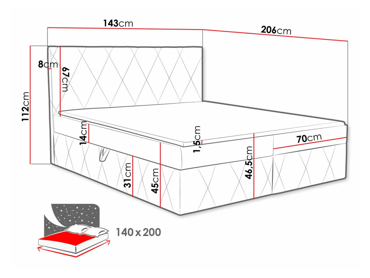 Letto continentale Comfivo Avis (Magic Velvet 2227)