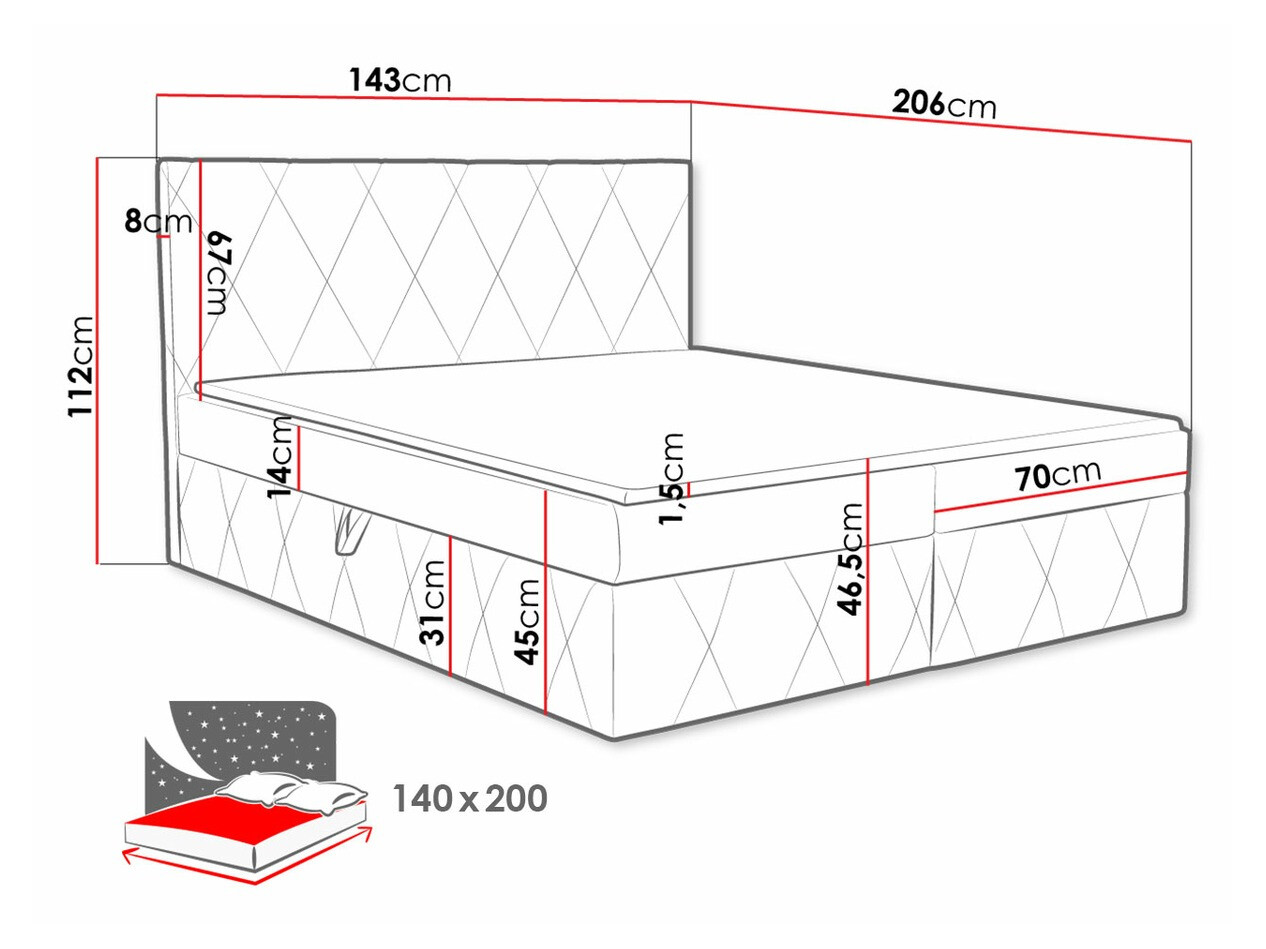Letto continentale Comfivo Avis (Magic Velvet 2267)