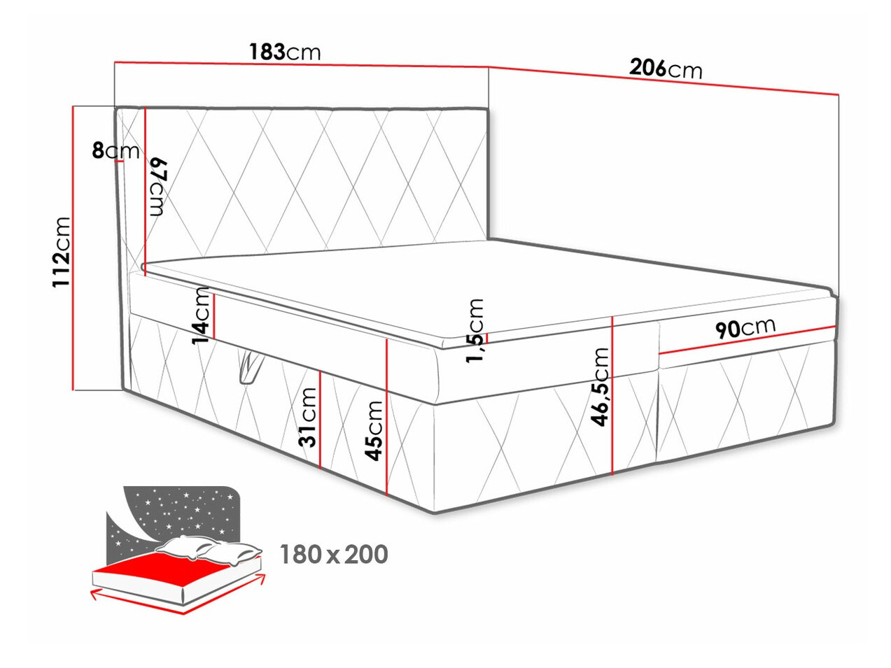 Letto continentale Comfivo Avis (Magic Velvet 2299)