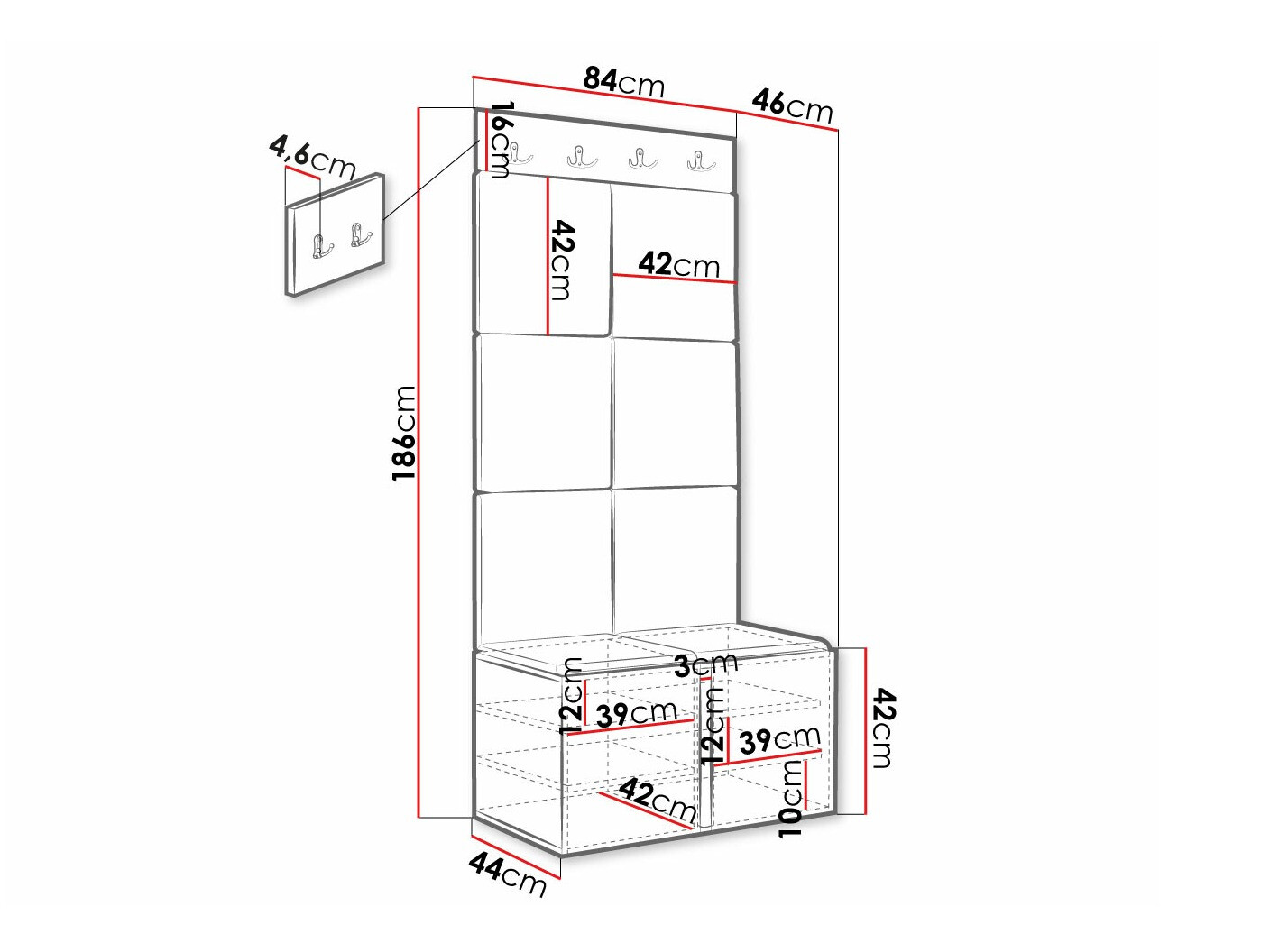 Set arredo da corridoio Hartford 375 (Eco pelle Soft 011)