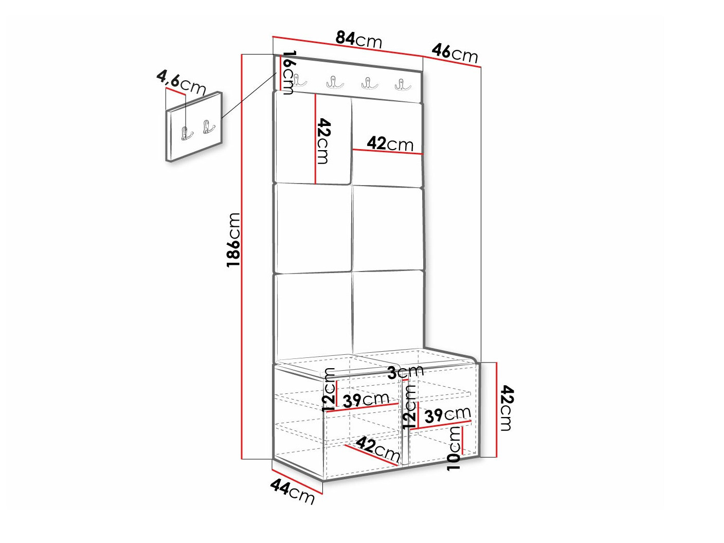 Set arredo da corridoio Hartford 375 (Eco pelle Soft 017)