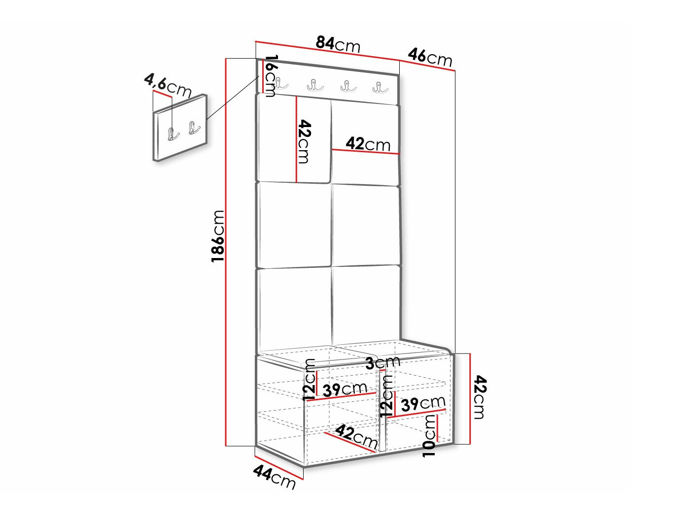 Set arredo da corridoio Hartford 375 (Eco pelle Soft 017)