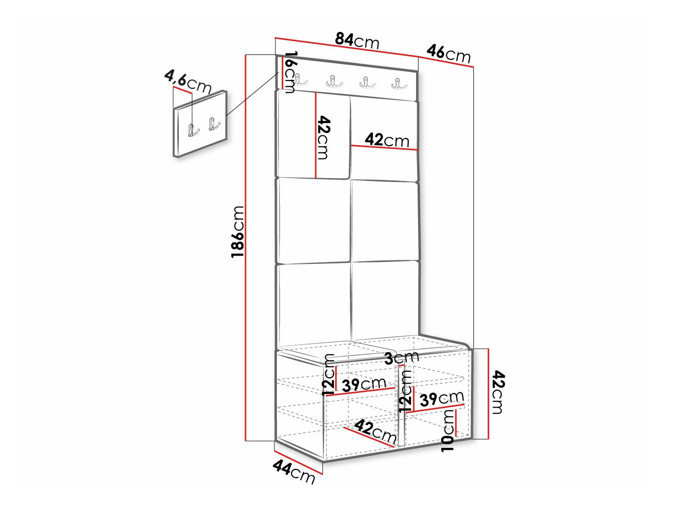 Set arredo da corridoio Hartford 375 (Manila 02)