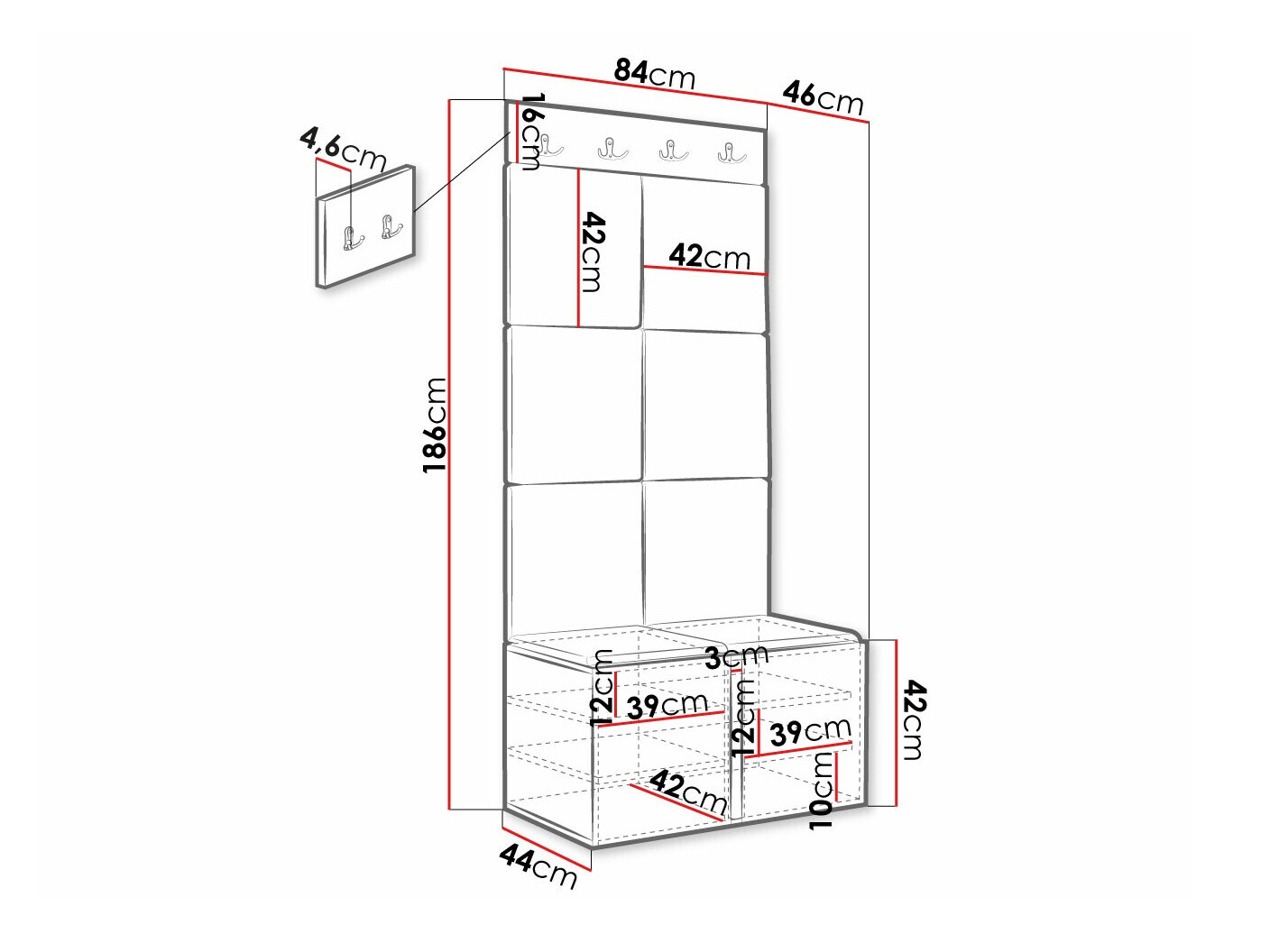 Set arredo da corridoio Hartford 375 (Manila 16)