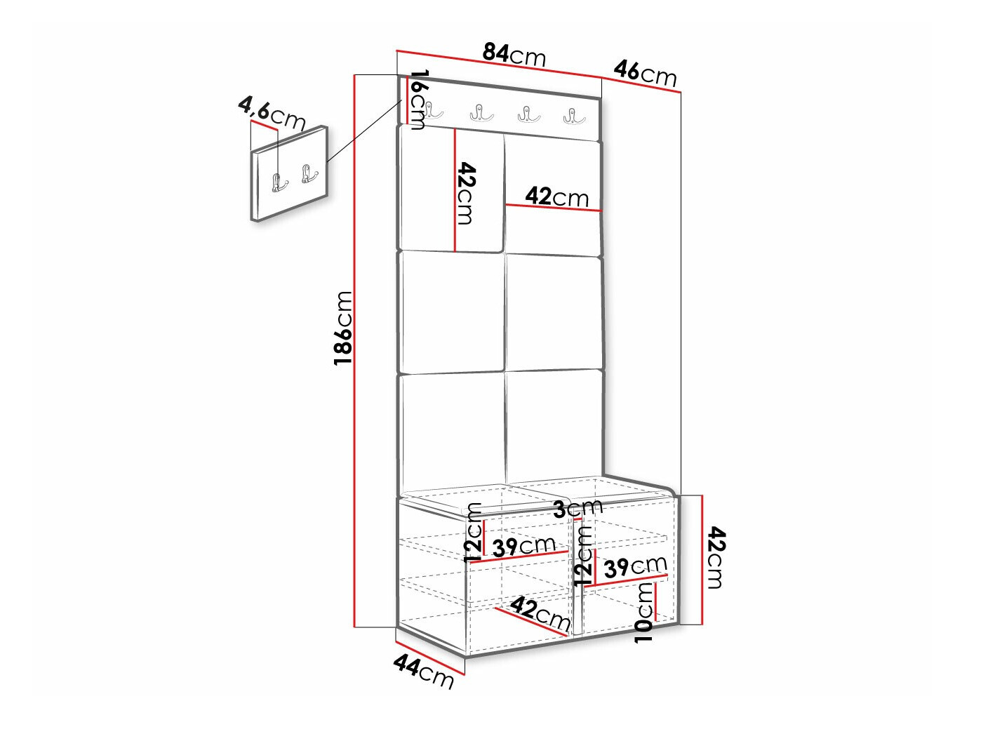 Set arredo da corridoio Hartford 375 (Manila 26)
