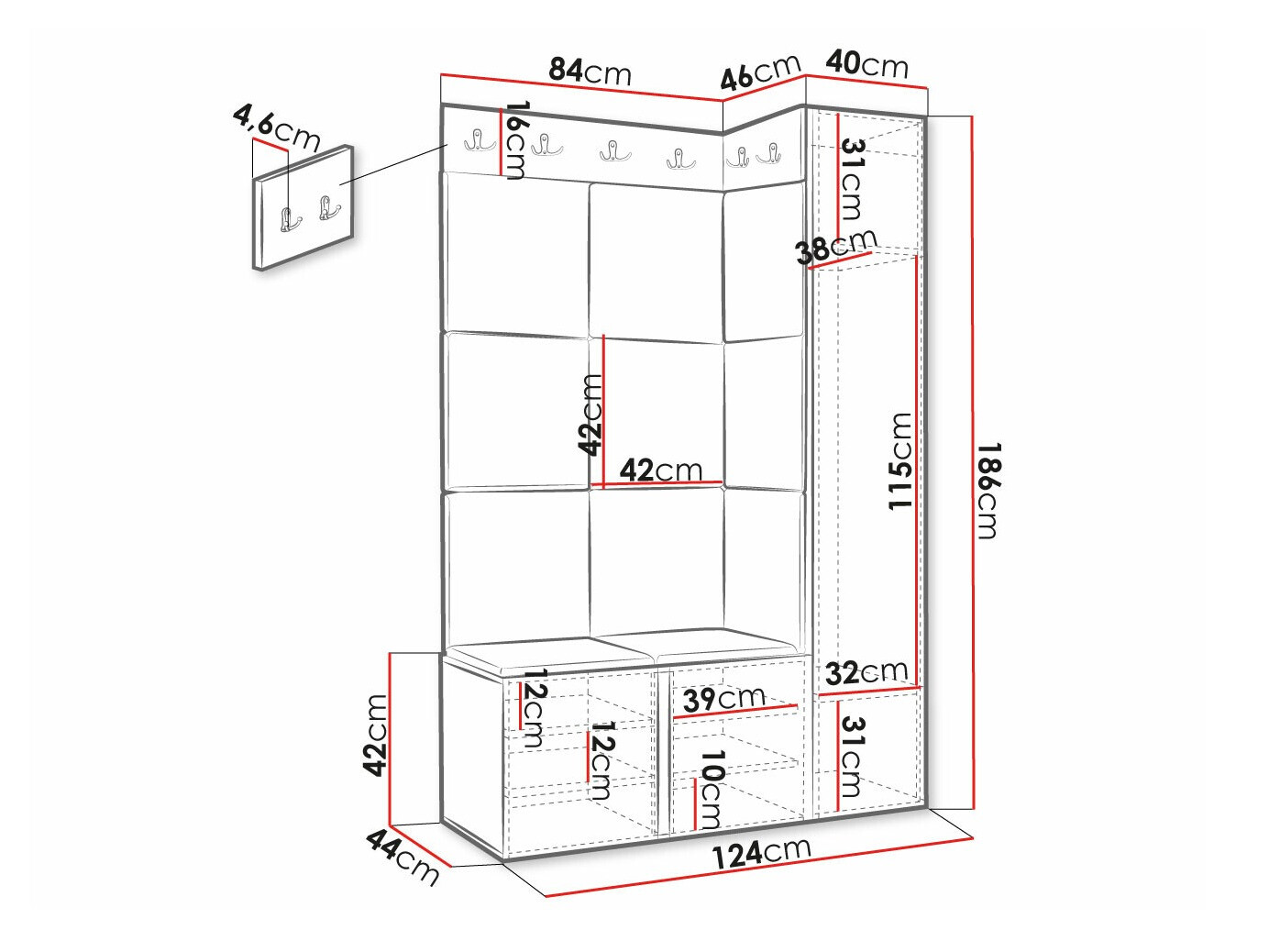 Set arredo da corridoio Hartford 377 (Manila 02)