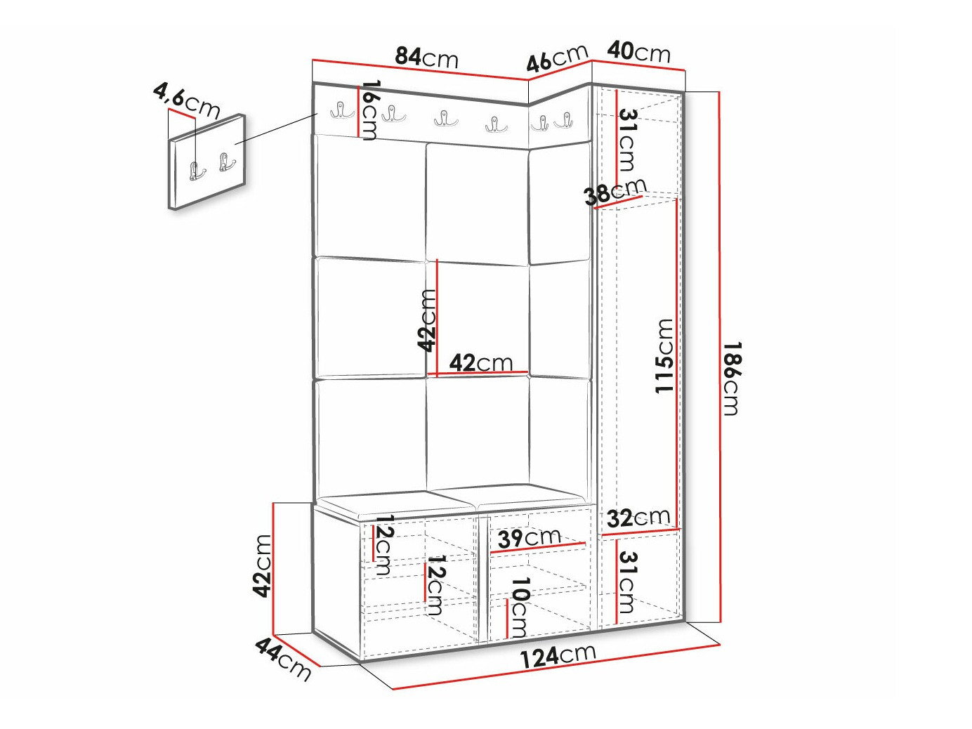 Set arredo da corridoio Hartford 377 (Manila 16)