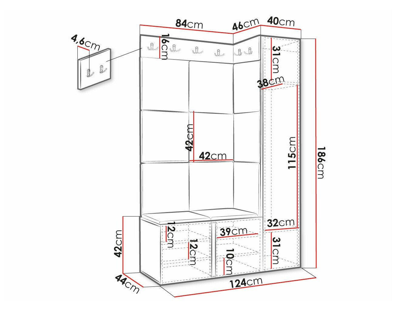 Set arredo da corridoio Hartford 377 (Manila 26)
