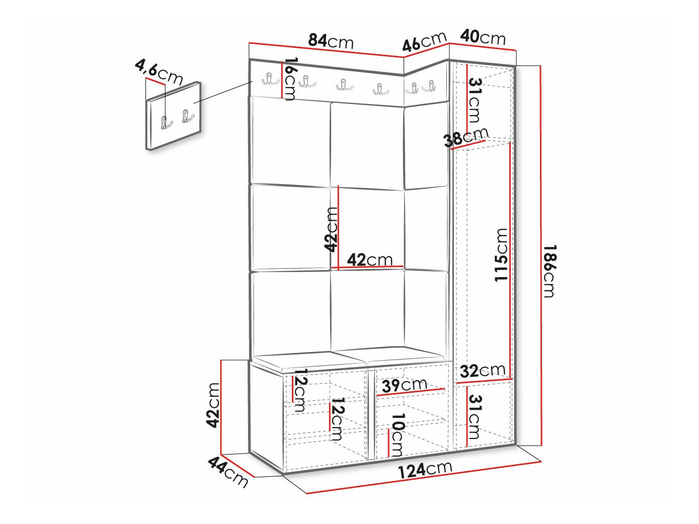 Set arredo da corridoio Hartford 377 (Polo 897)