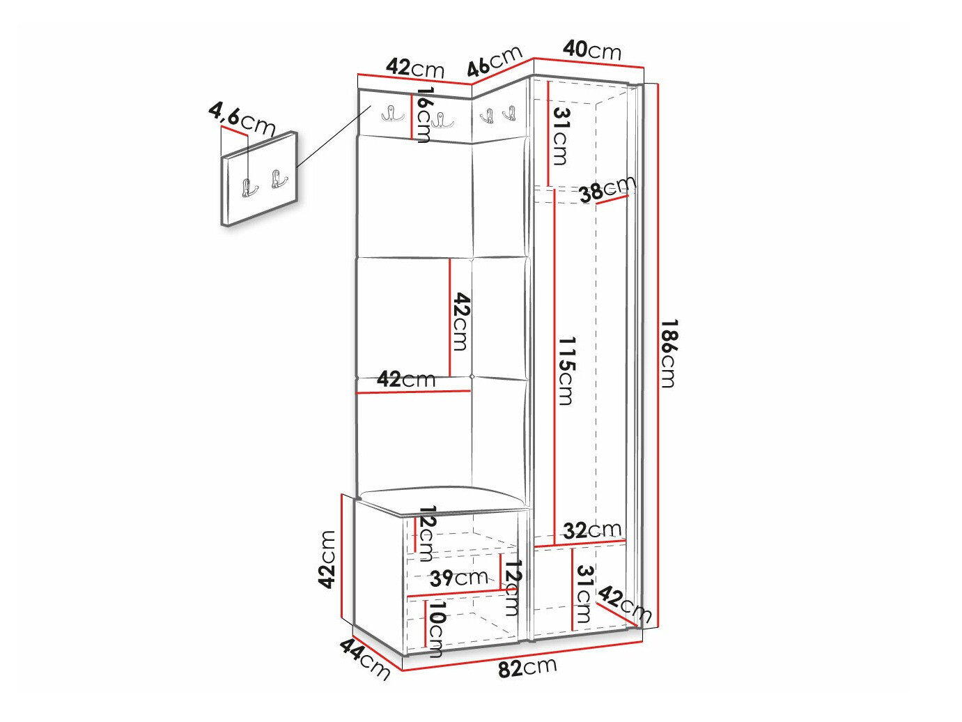 Set arredo da corridoio Hartford 381 (Eco pelle Soft 017)