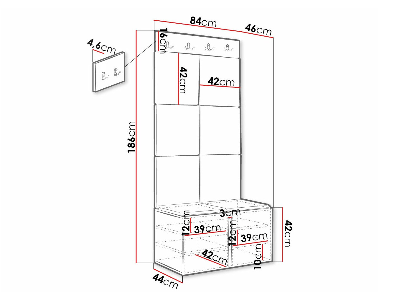 Set arredo da corridoio Hartford 383 (Eco pelle Soft 017)