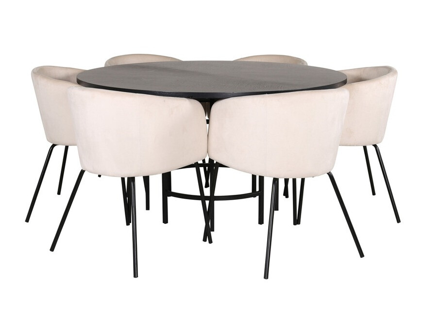 Set sala da pranzo Dallas 2378 (Nero + Crema)