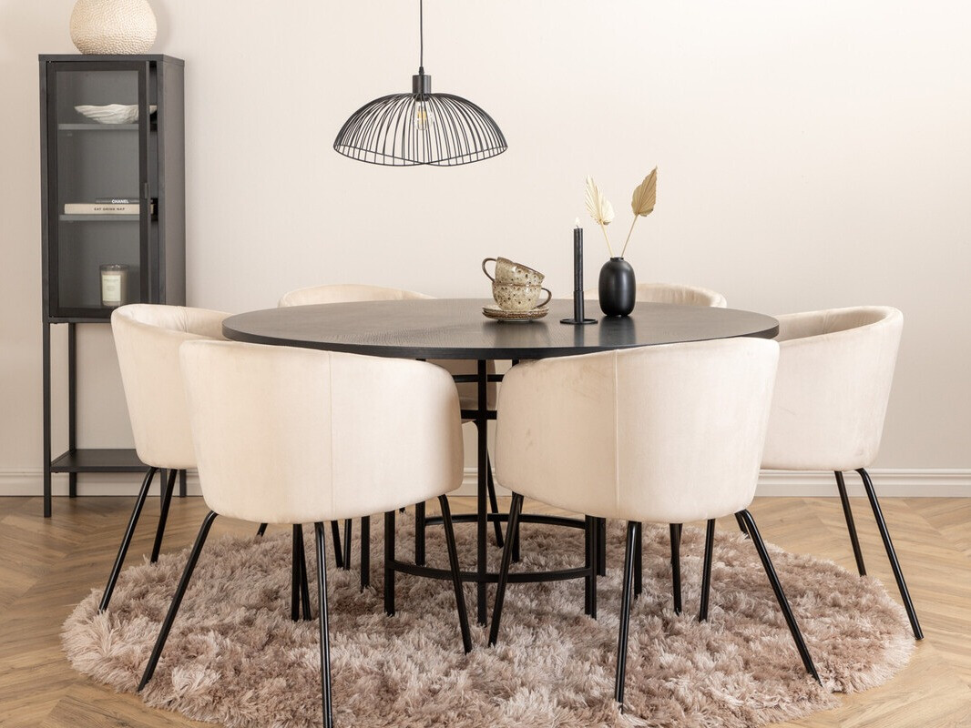 Set sala da pranzo Dallas 2378 (Nero + Crema)