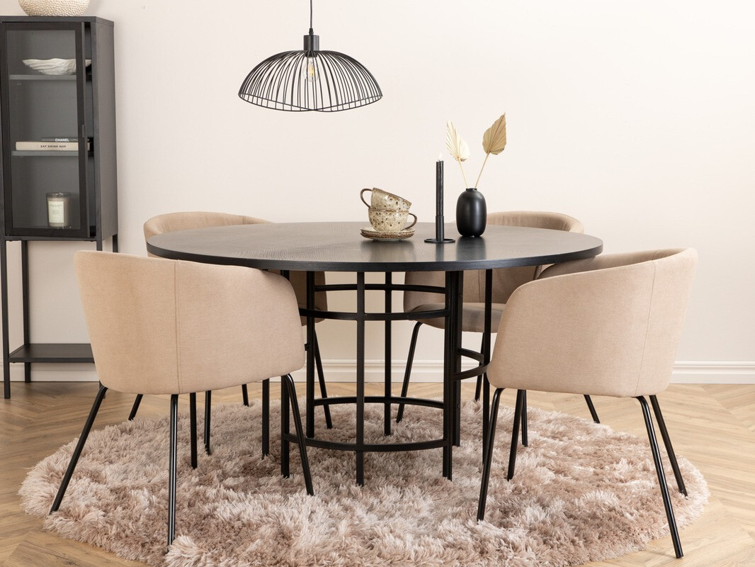 Set sala da pranzo Dallas 2381 (Nero + Beige)