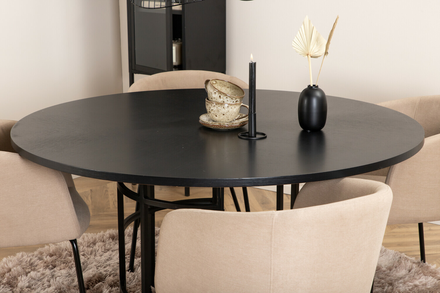 Set sala da pranzo Dallas 2381 (Nero + Beige)