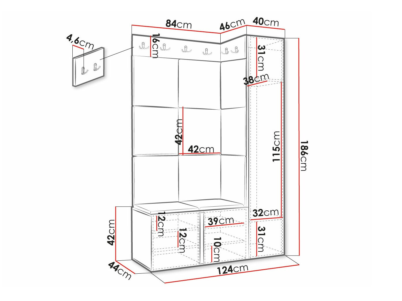 Set arredo da corridoio Hartford 385 (Manila 02)