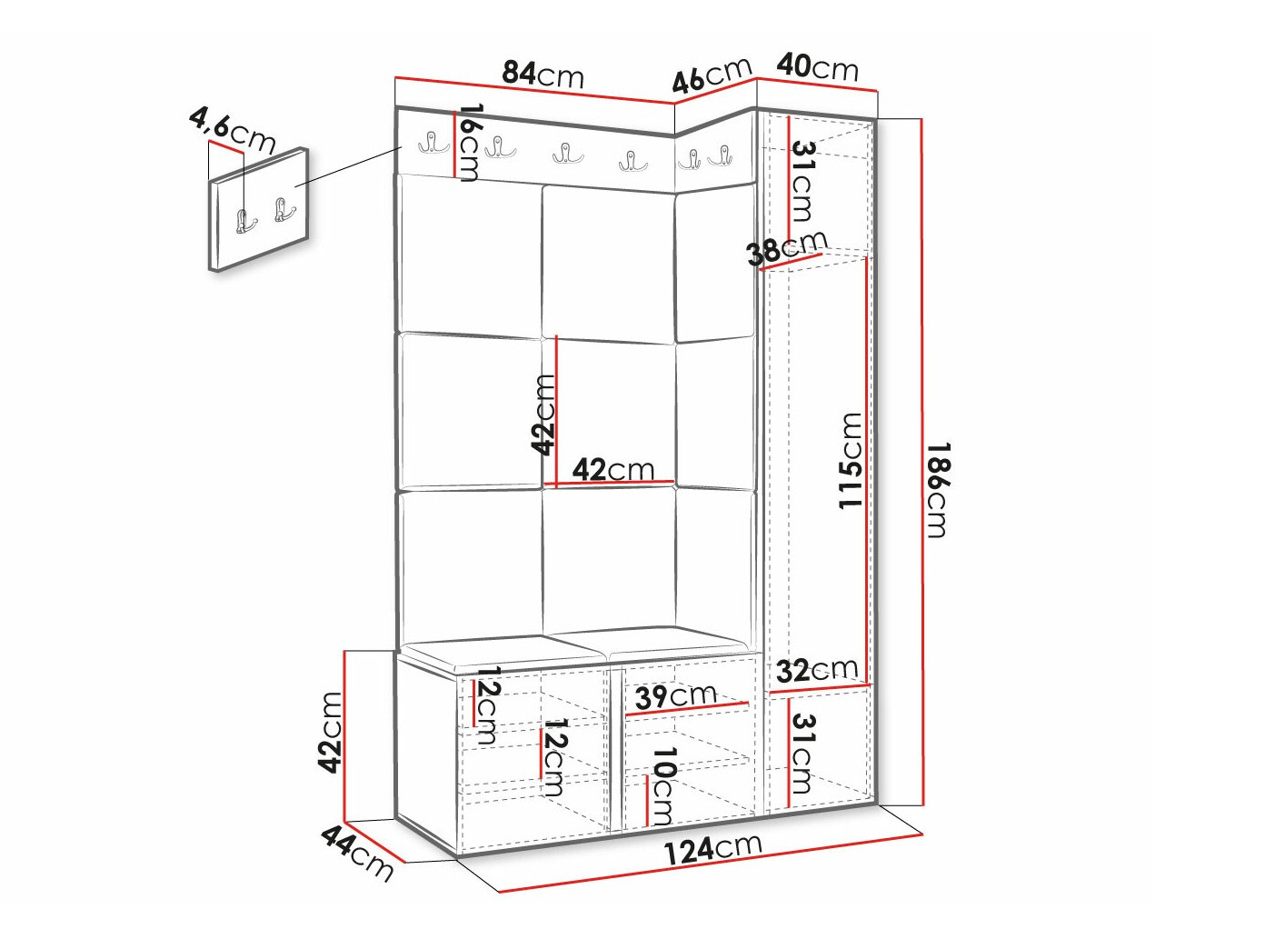Set arredo da corridoio Hartford 385 (Manila 02)
