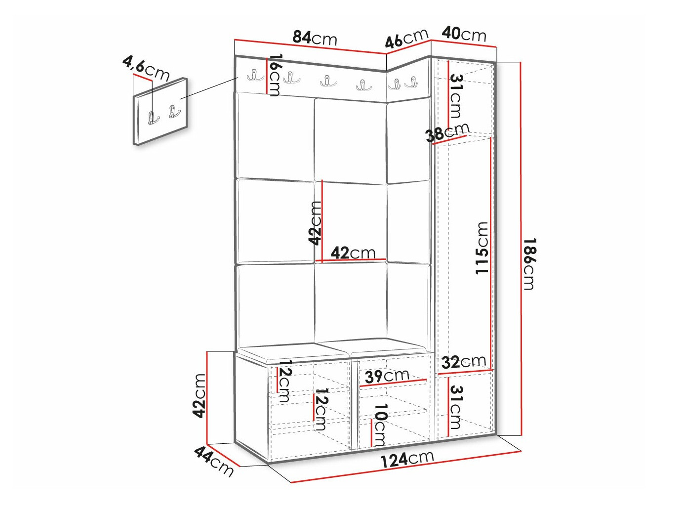 Set arredo da corridoio Hartford 385 (Manila 16)
