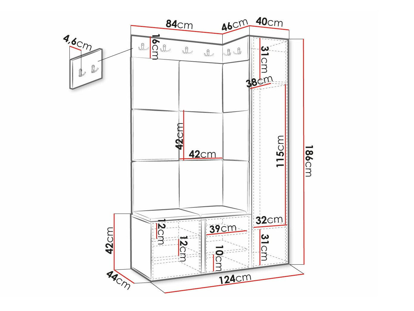 Set arredo da corridoio Hartford 385 (Manila 32)