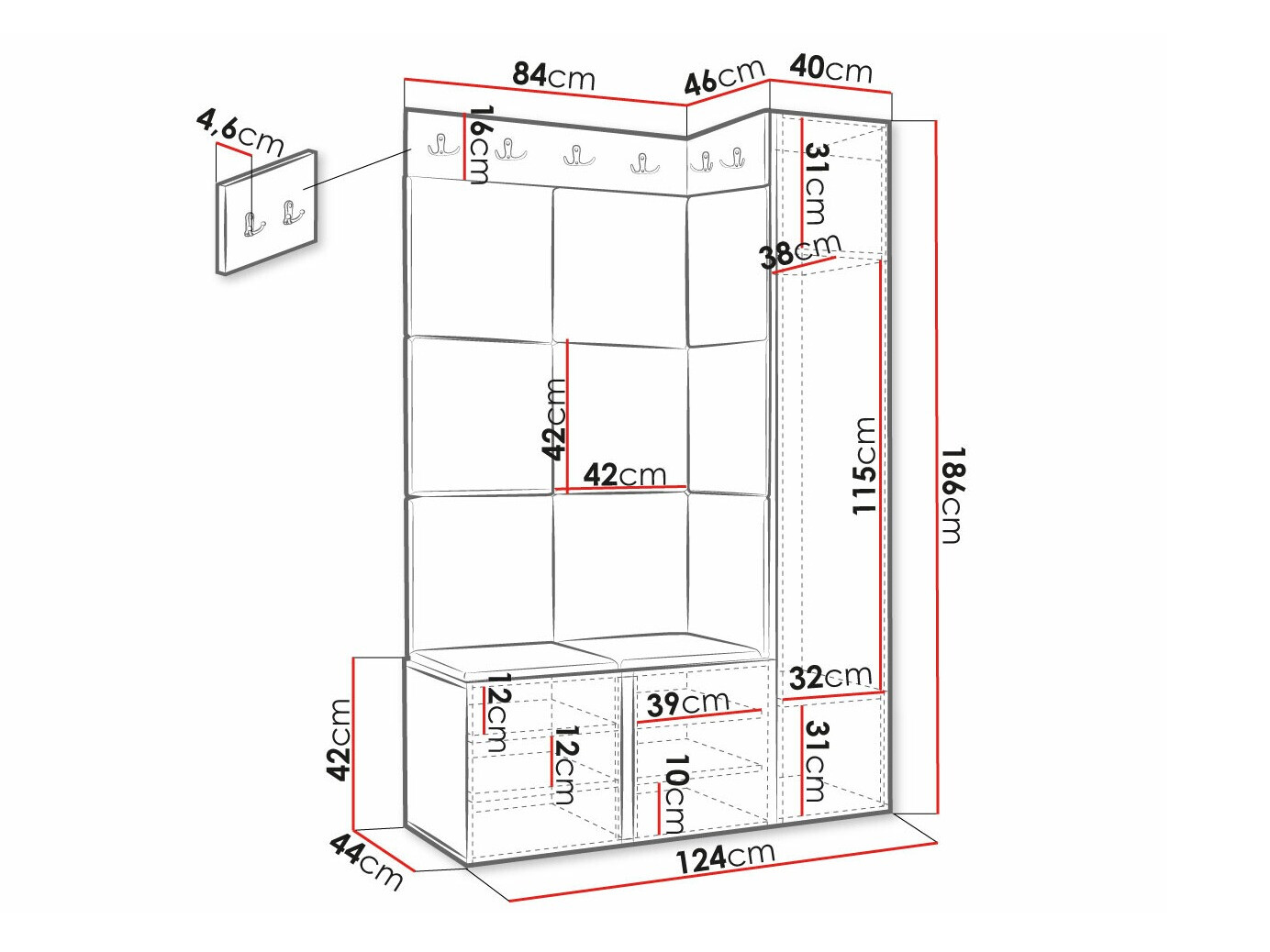 Set arredo da corridoio Hartford 385 (Manila 35)
