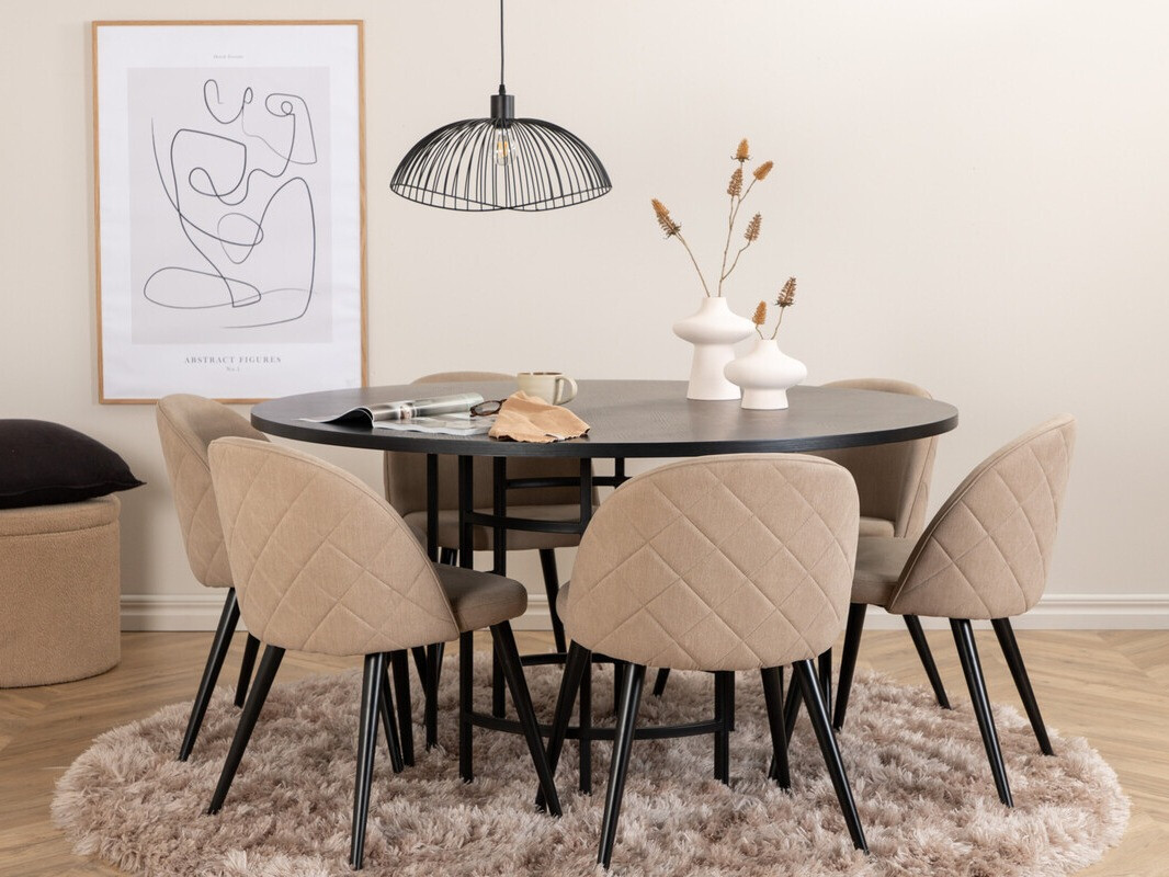 Set sala da pranzo Dallas 2387 (Nero + Beige)