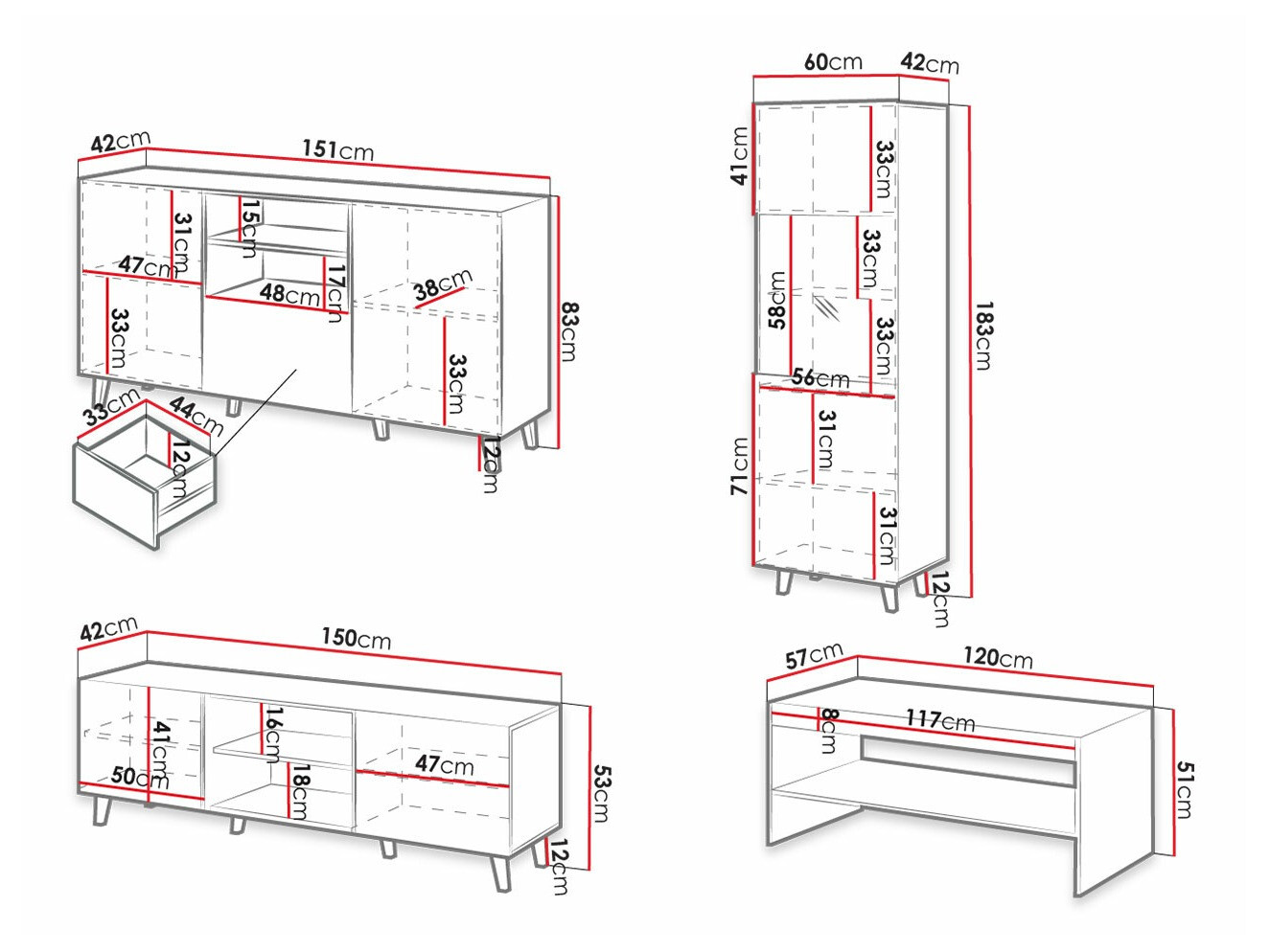 Parete attrezzata Dicto (Bianco)