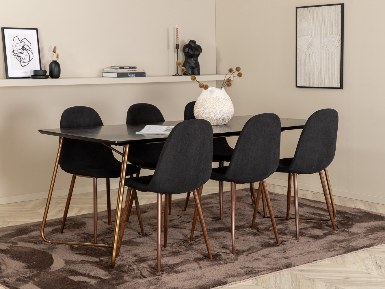 Set sala da pranzo Dallas 2713 (Nero + Noce)