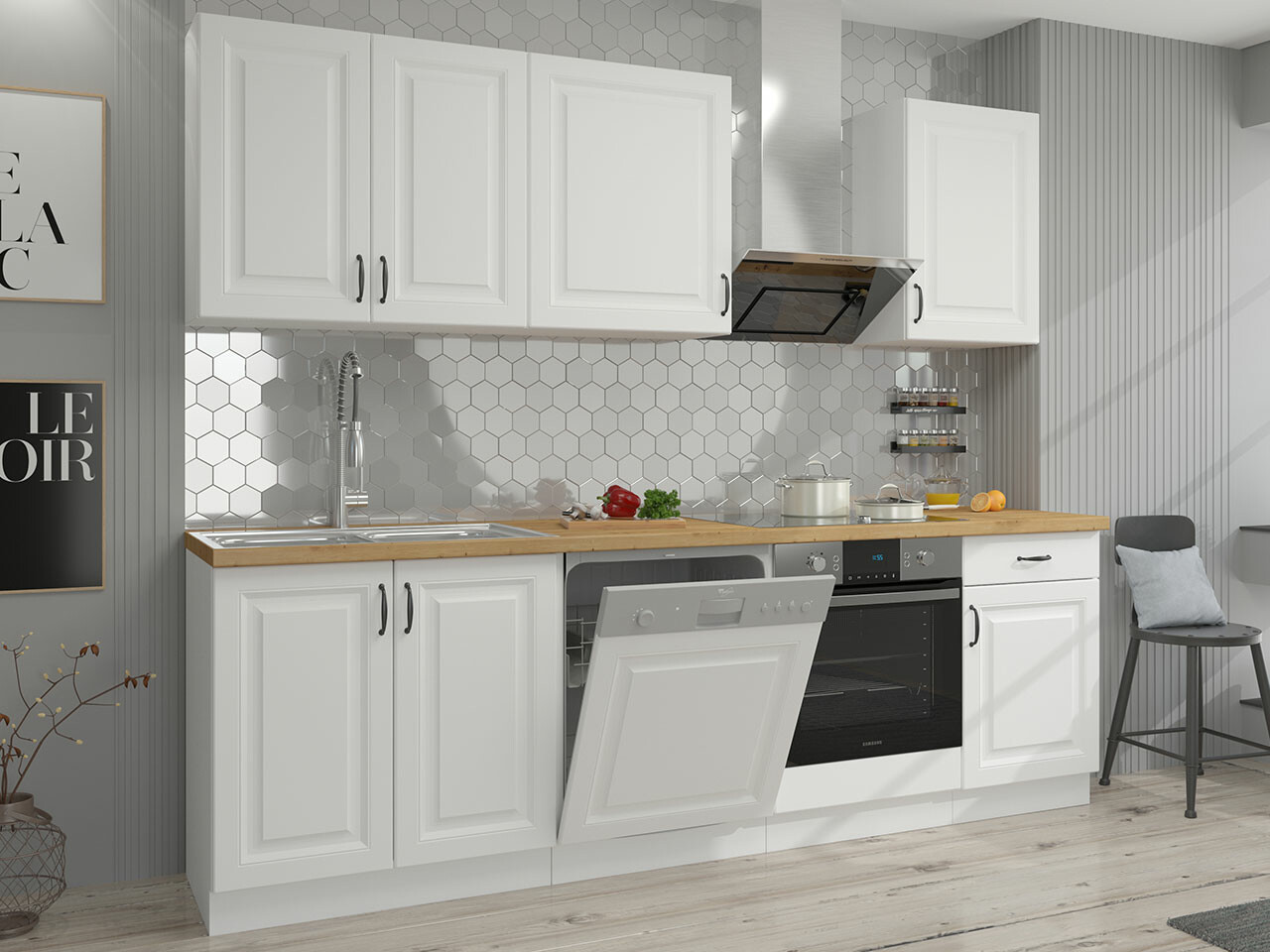 Set da cucina modulare Retro White 150