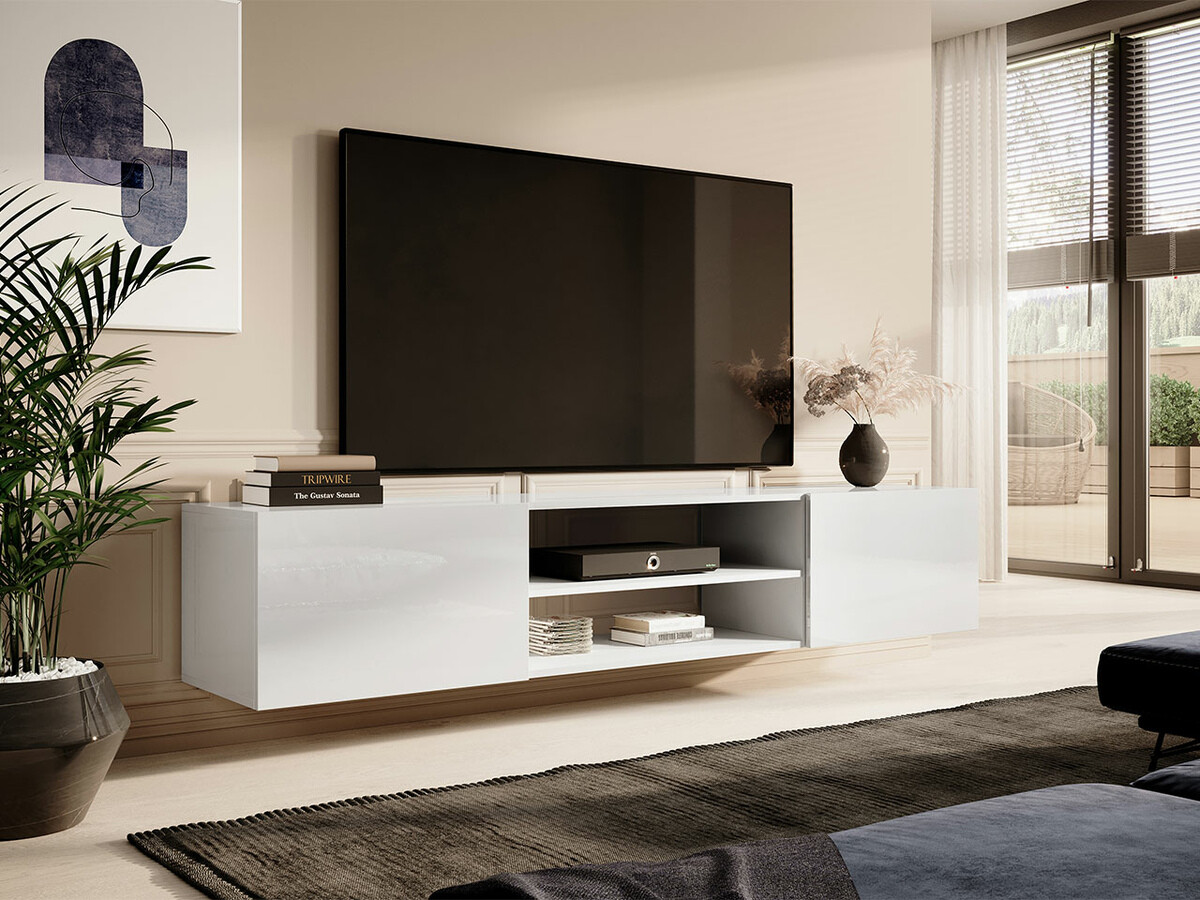 Mobile porta TV Imago II (Bianco + Bianco lucido)