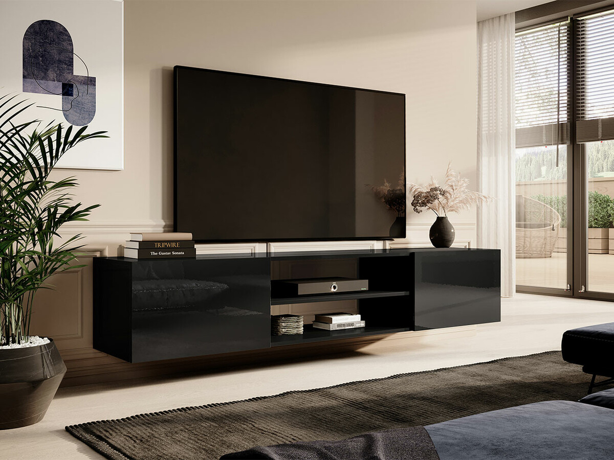 Mobile porta TV Imago II (Nero + Nero lucido)