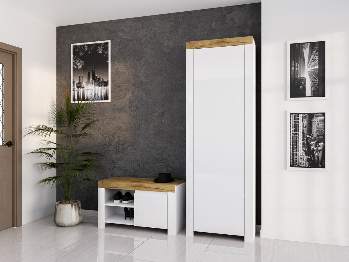 Armadio Sonsoru 117 (Bianco + Bianco lucido + Quercia di Wotan)