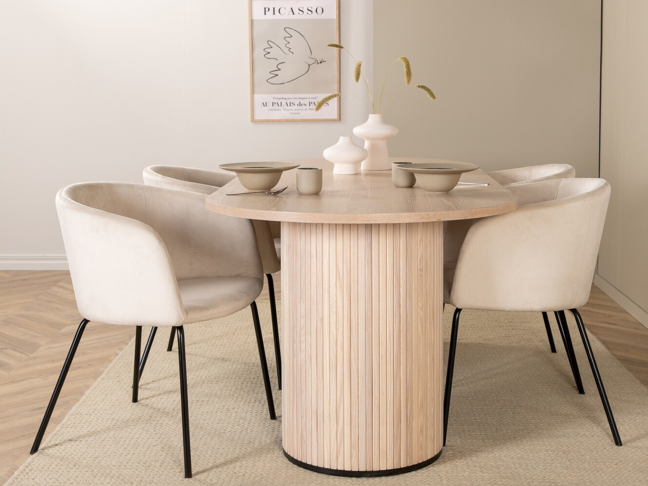 Set sala da pranzo Dallas 2767 (Crema + Nero)