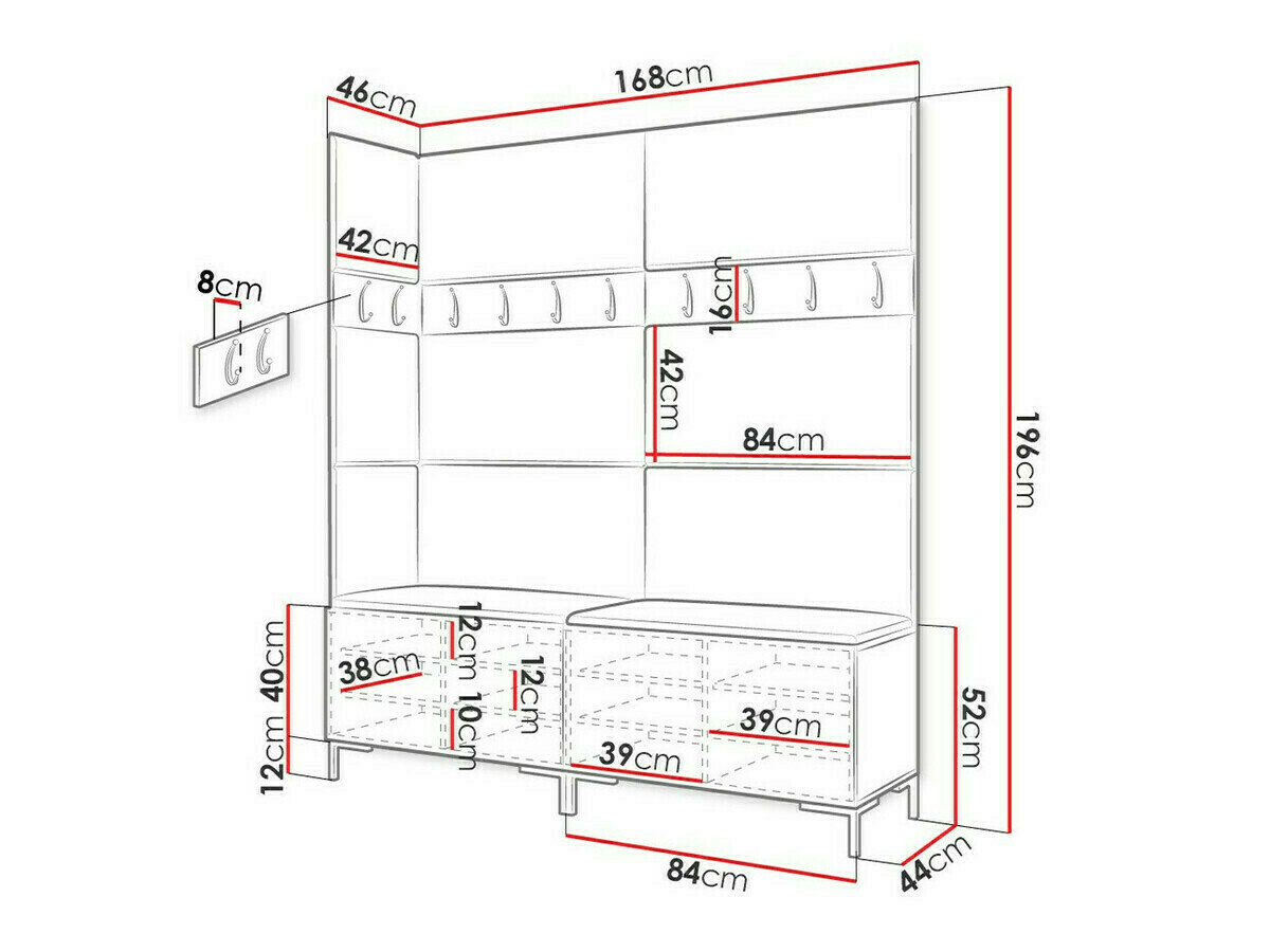 Set arredo da corridoio Nomal V (Nero)