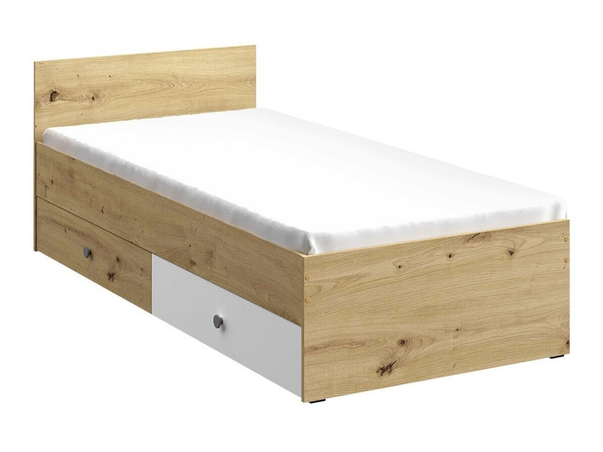 Letto Almira 113 (Rovere Artisan + Bianco + Grigio)