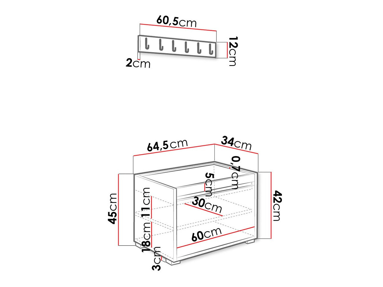 Set arredo da corridoio Comfivo Pinus IX (Bianco + Manila 04)
