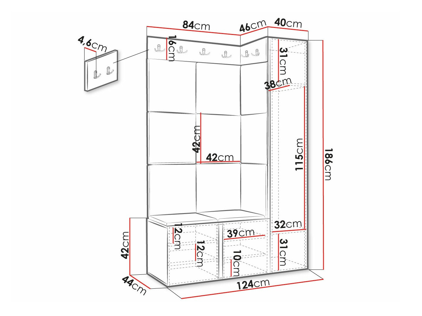 Set arredo da corridoio Hartford 385 (Manila 04)