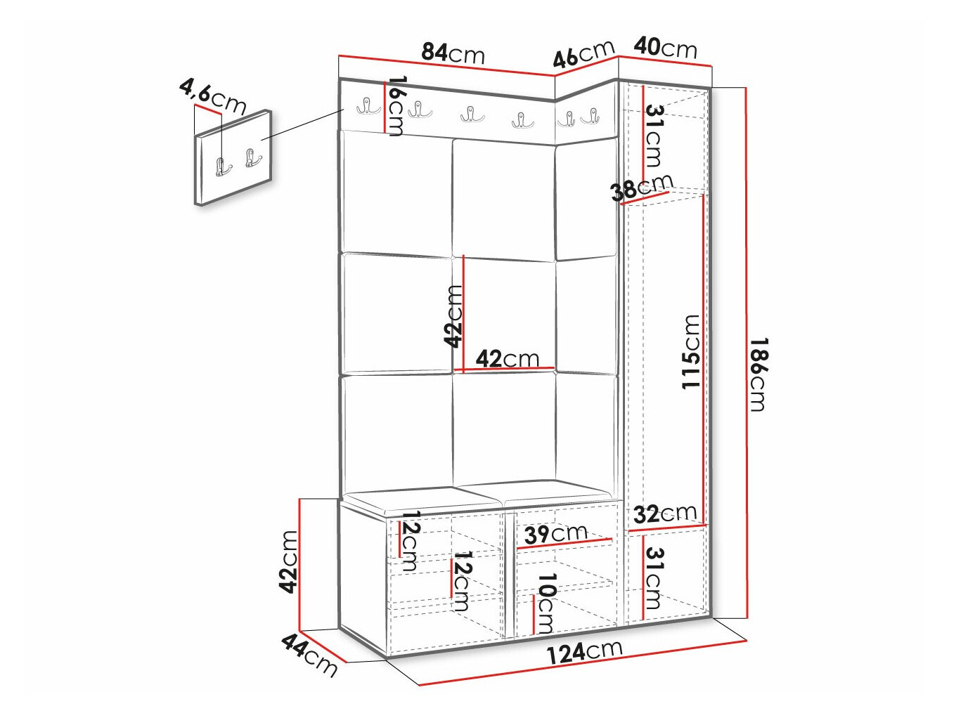 Set arredo da corridoio Hartford 385 (Manila 04)