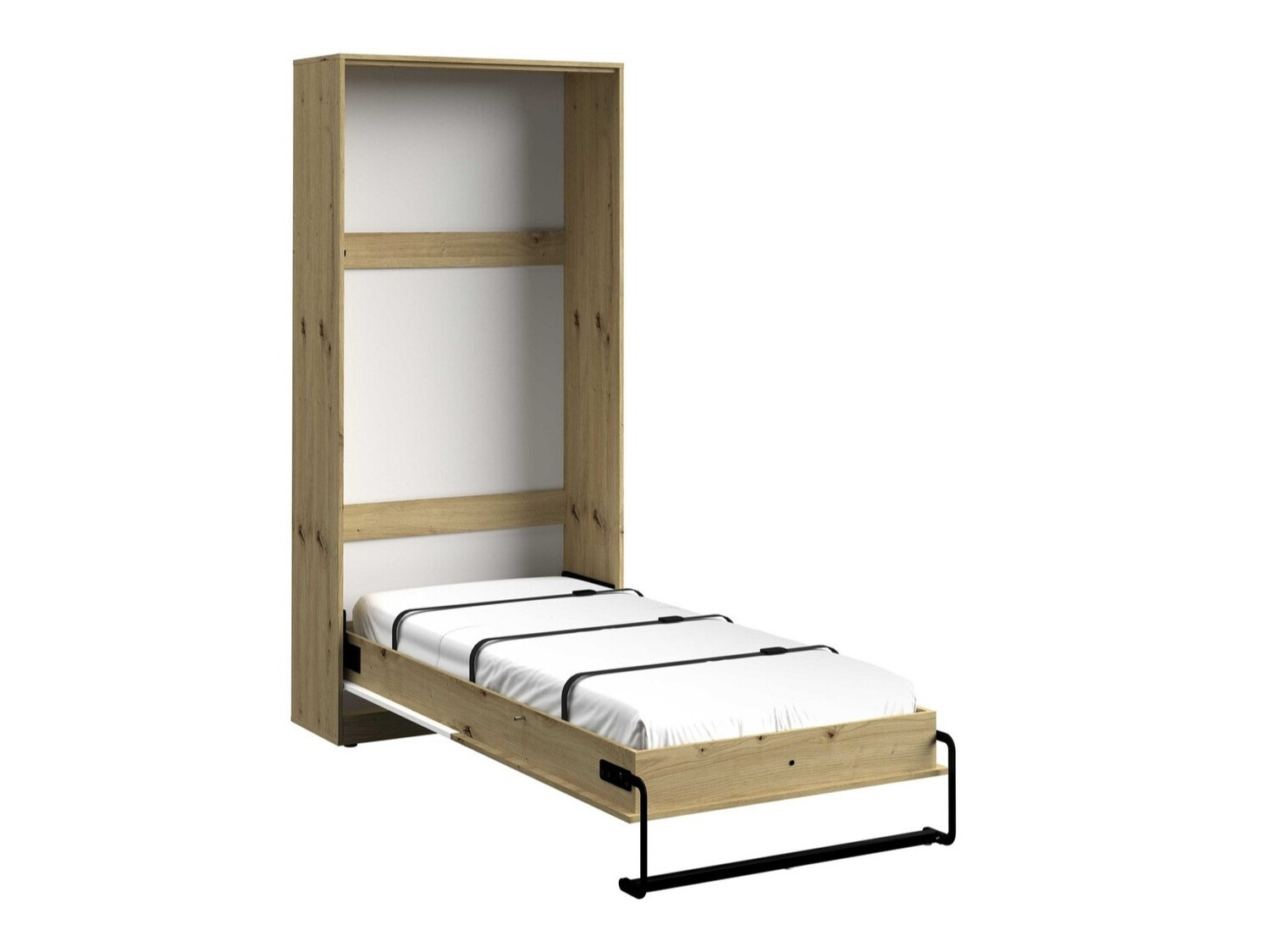 Letto a scomparsa Mirelbu 113 (Rovere Artisan + Bianco lucido)
