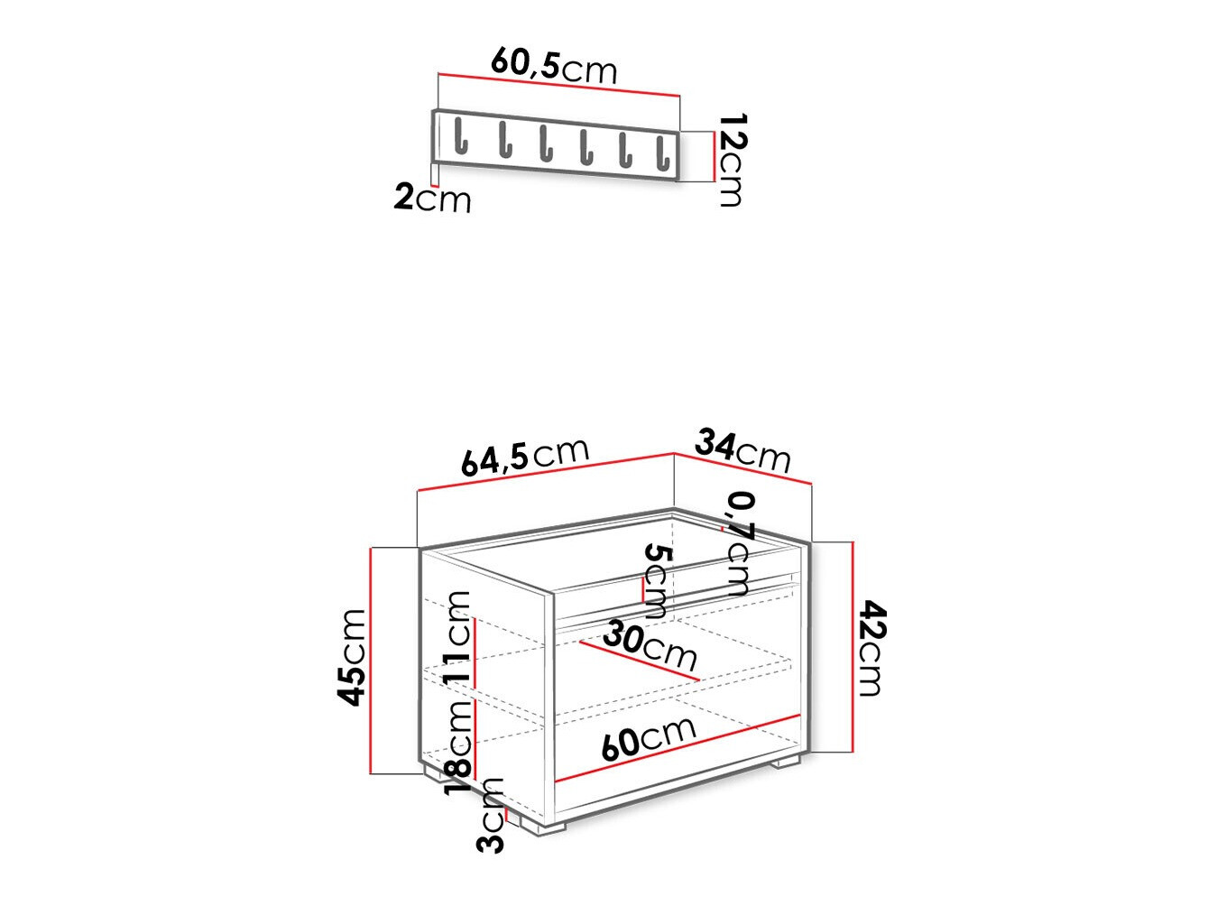 Set arredo da corridoio Comfivo Pinus VII (Bianco + Manila 04)