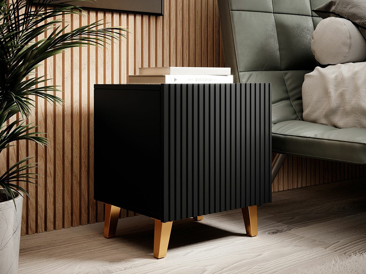 Comodino Levmari 107 (Nero + D'oro) (2pz.)