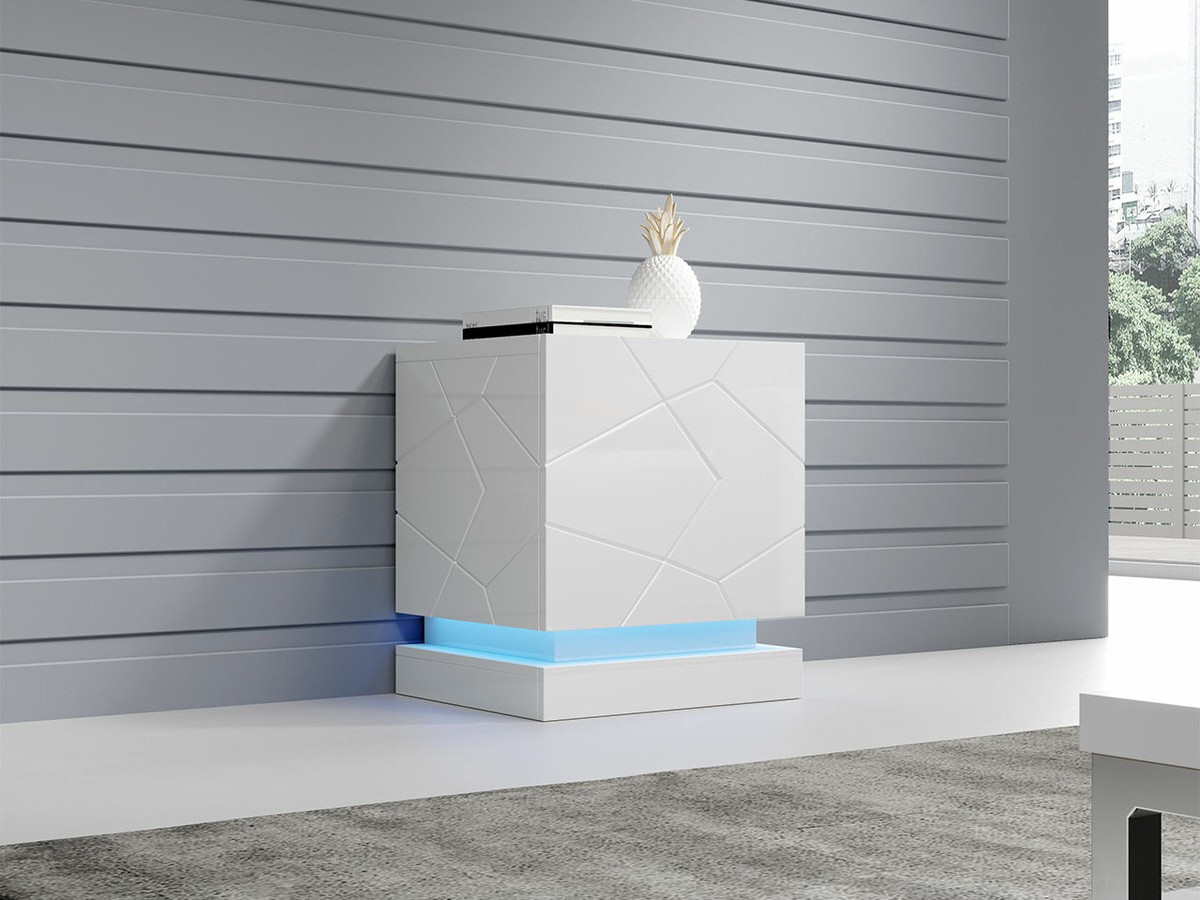 Set di comodini Linar (Bianco + Bianco lucido)