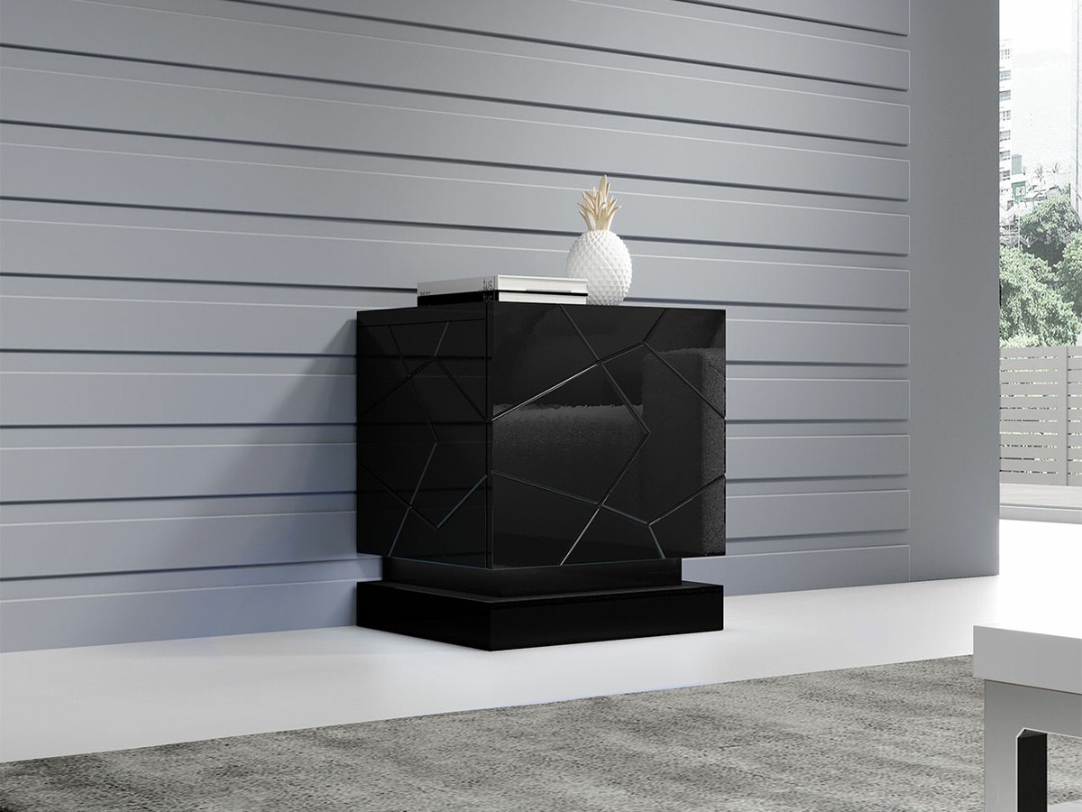 Set di comodini Linar (Nero + Nero lucido)
