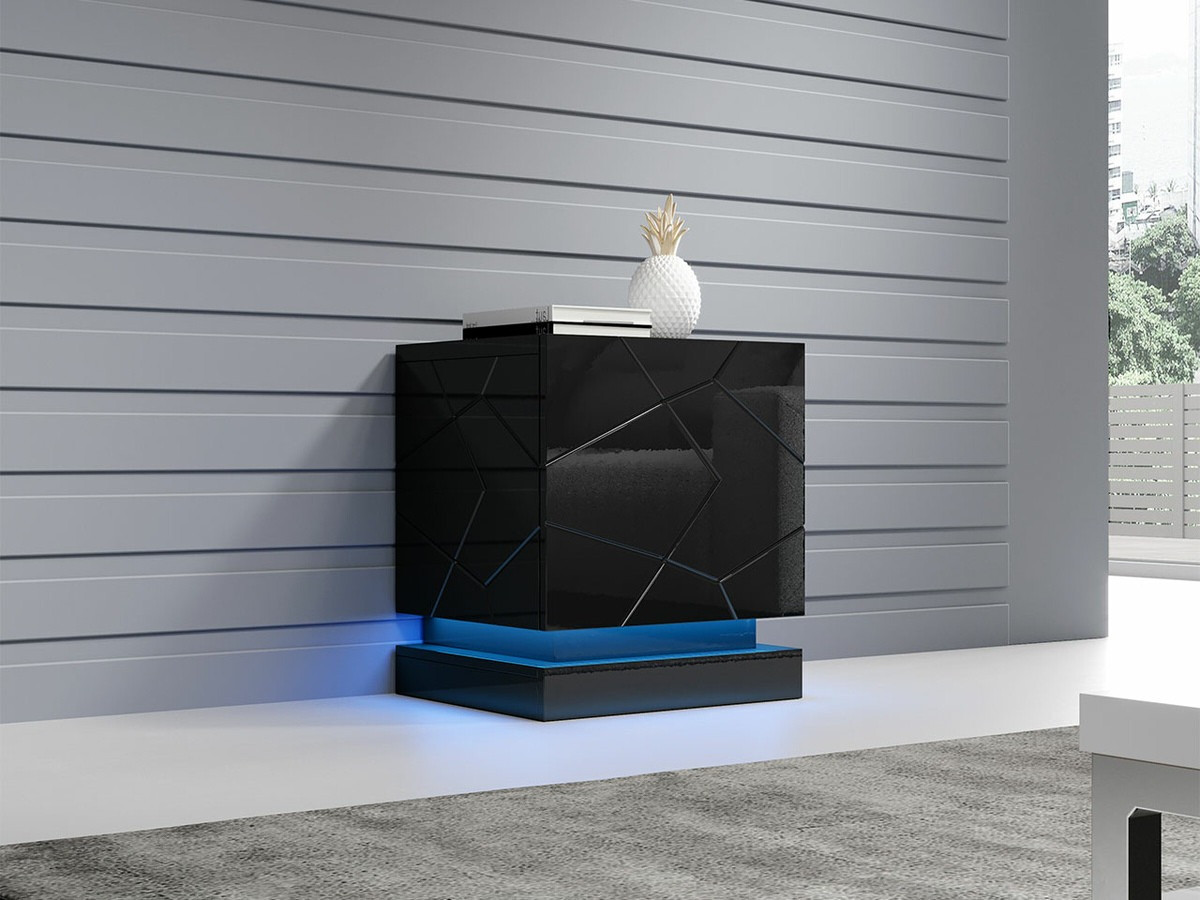 Set di comodini Linar (Nero + Nero lucido)