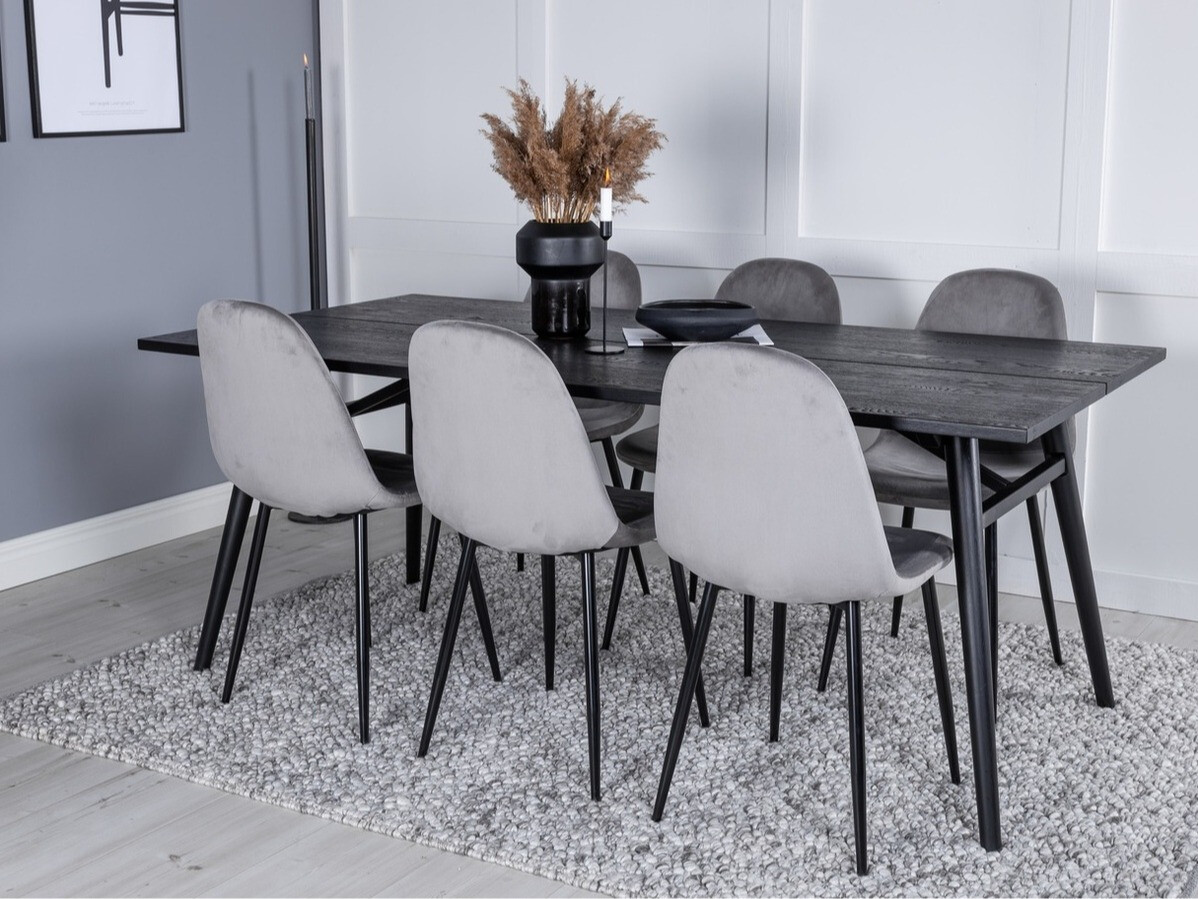 Set sala da pranzo Dallas 1786 (Grigio chiaro + Nero)