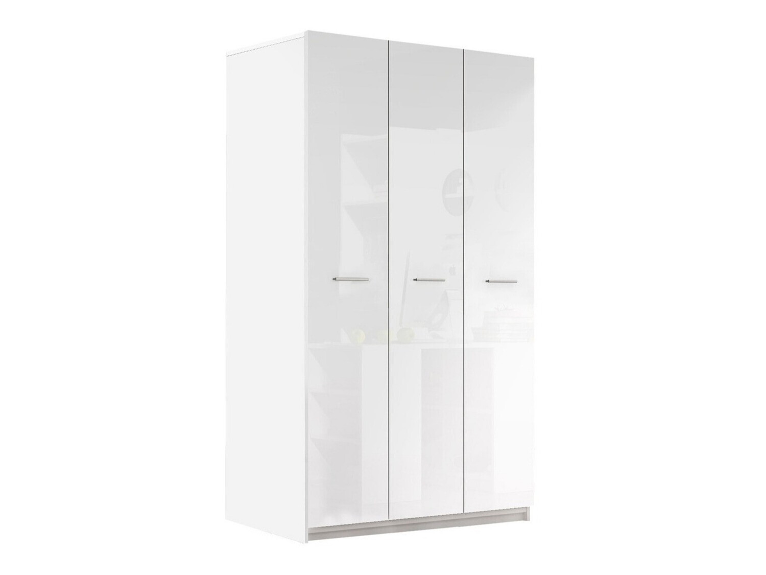 Armadio Salmere 107 (Bianco + Bianco lucido)