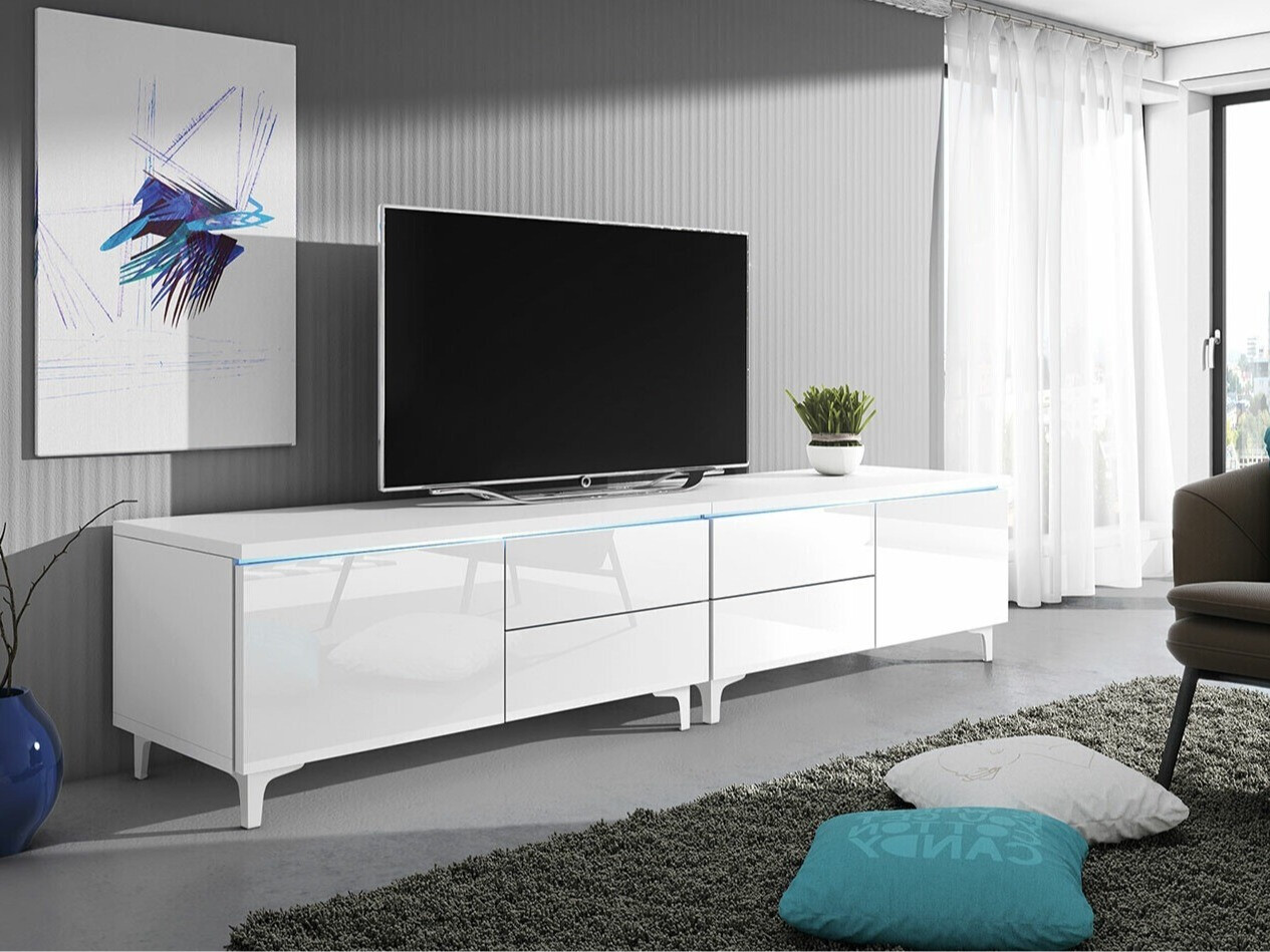 Mobile porta TV Hortus I (Bianco + Bianco lucido)