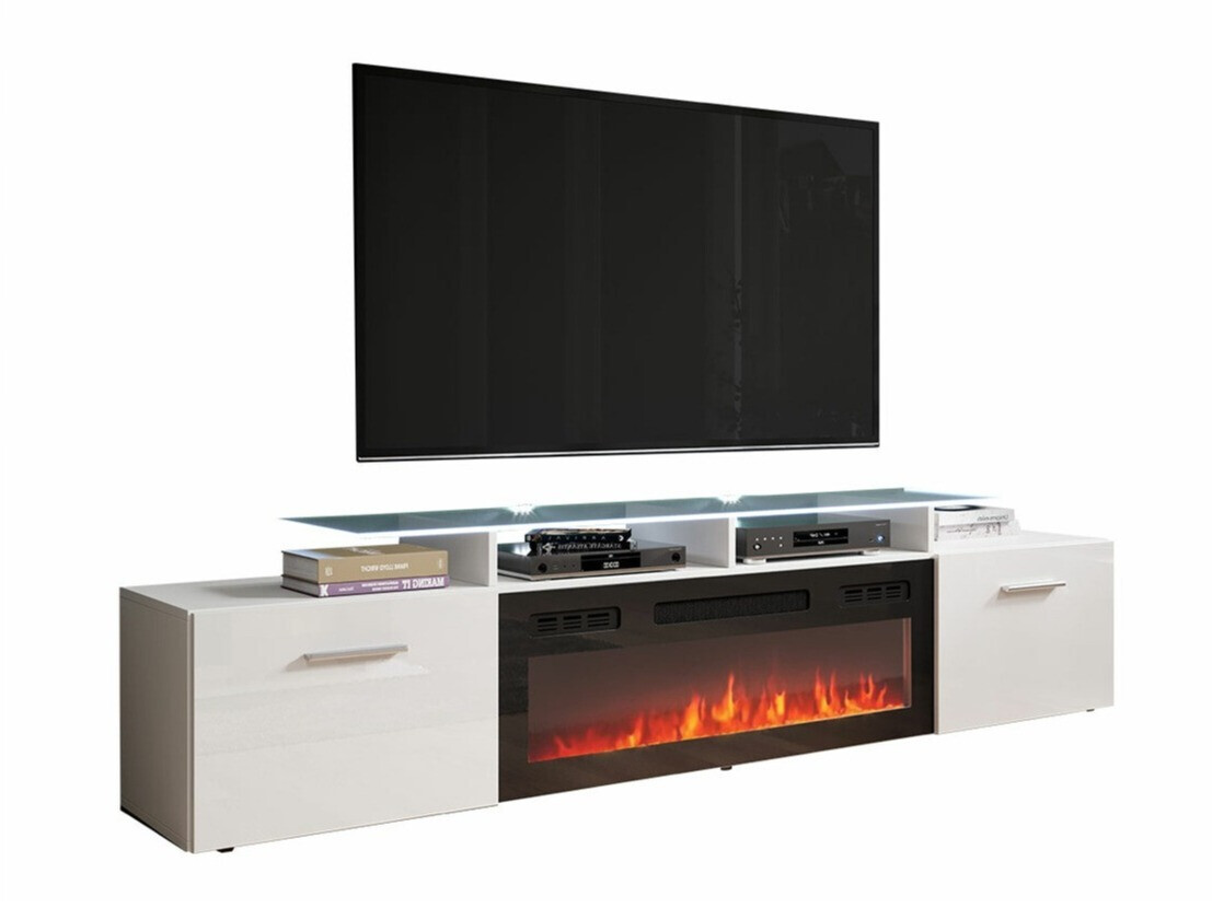 Mobile porta TV Numerus (Bianco + Bianco lucido)