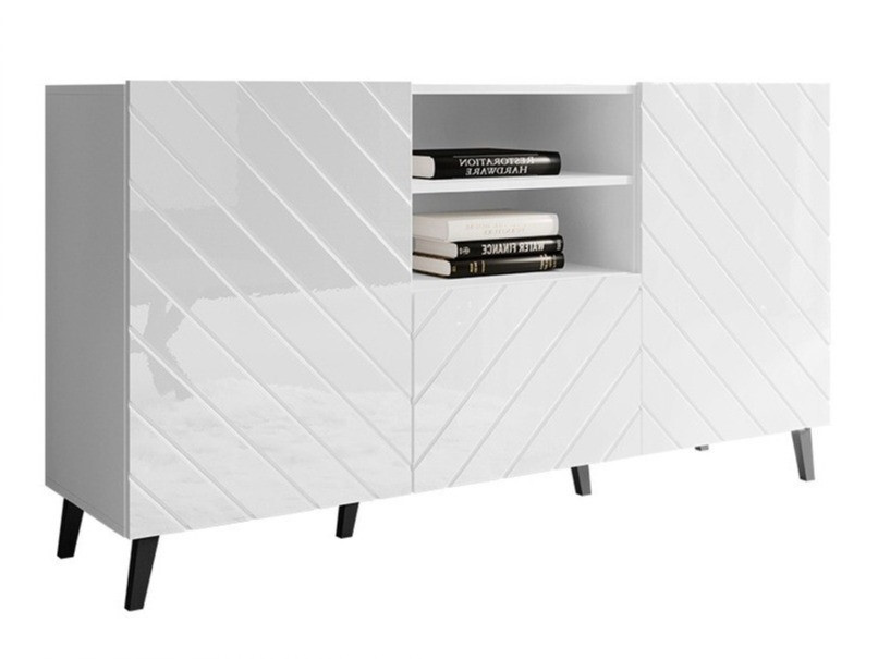 Cassettiera Charlotte 143 (Bianco + Bianco lucido)