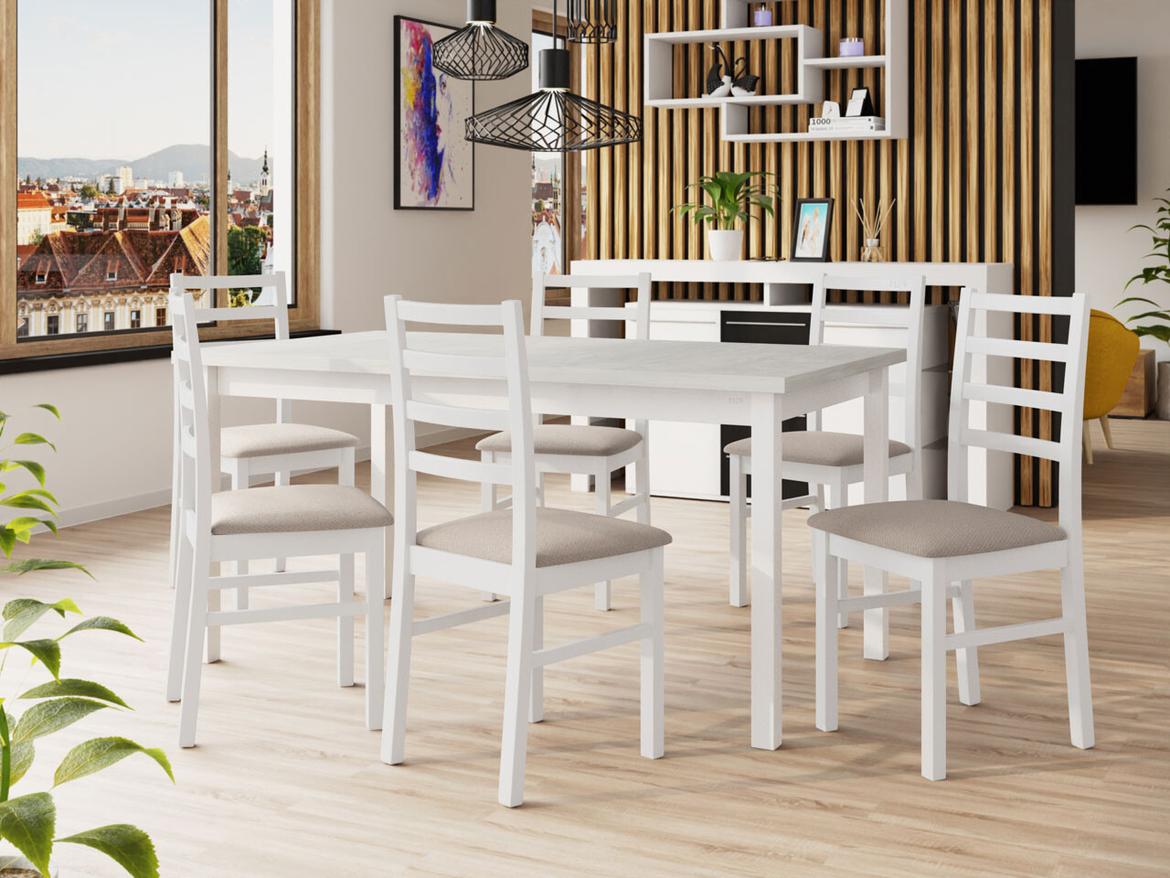 Set sala da pranzo Victorville 261 (Bianco)
